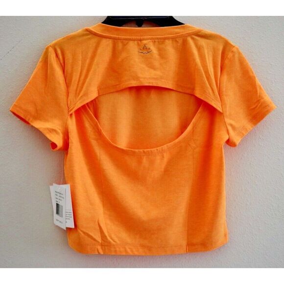 Beyond Yoga LWSD7842 Women's Sz S Orange Featherweight Perspective Cropped Tee - Picture 2 of 7